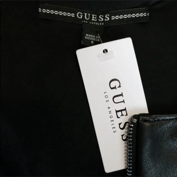 Guess Sandra Faux Leather Moto Belted Jumpsuit Black - Picture 7 of 8